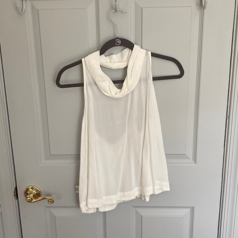 Free People White High Neck Backless Tank Top